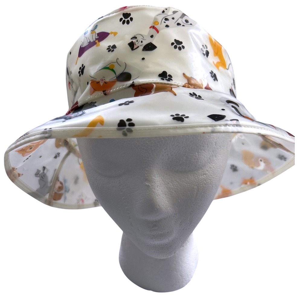 Disney Parks Reigning Cats and Dogs Rain Bucket PVC Vinyl Hat Clear Rain Gear